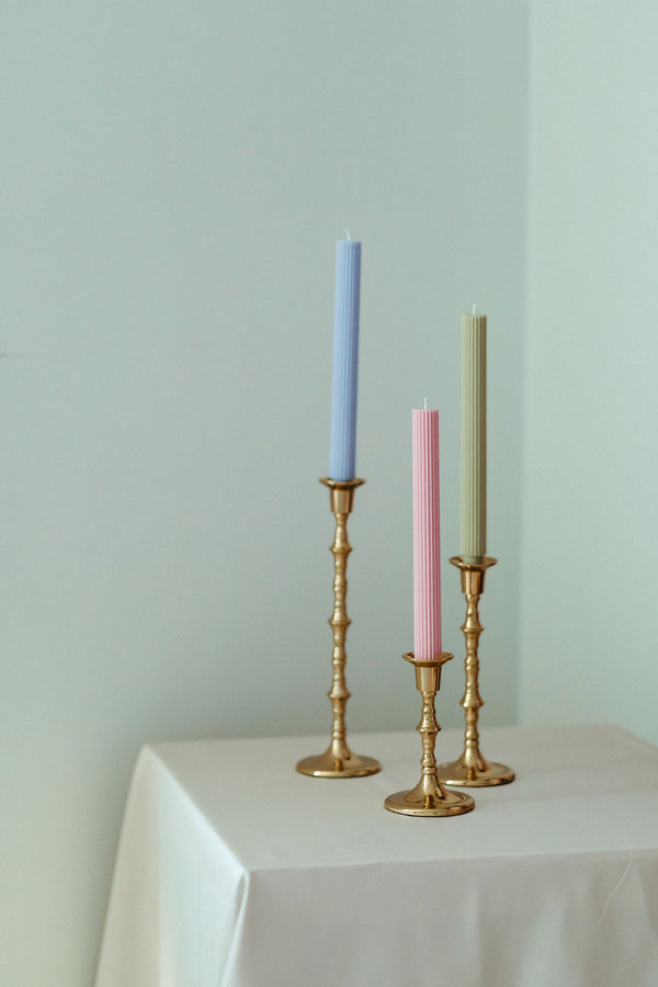 Ribbed Taper Unscented Candles