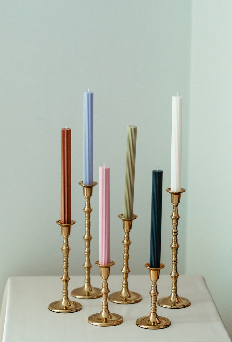 Ribbed Taper Unscented Candles