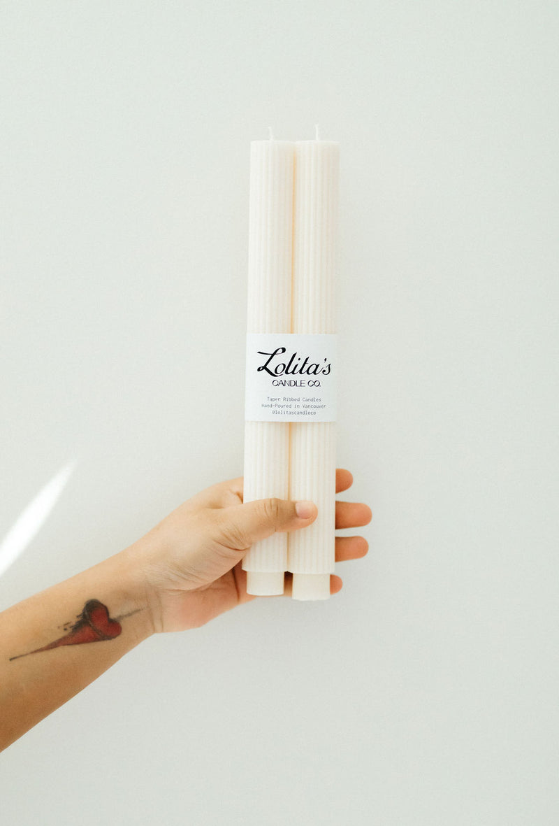 Ribbed Taper Unscented Candles – Lolita's Candle Company