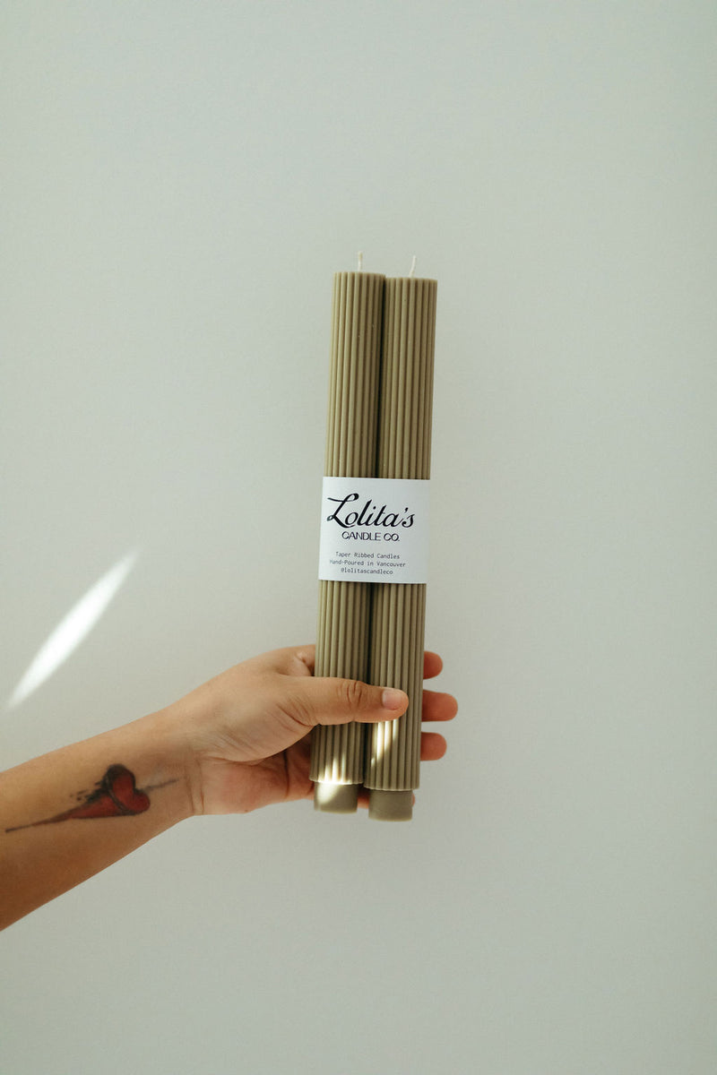 Ribbed Taper Unscented Candles