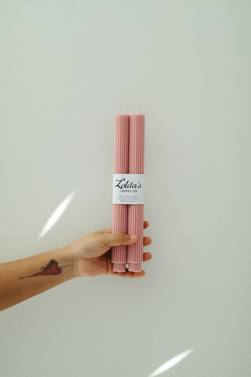 Ribbed Taper Unscented Candles