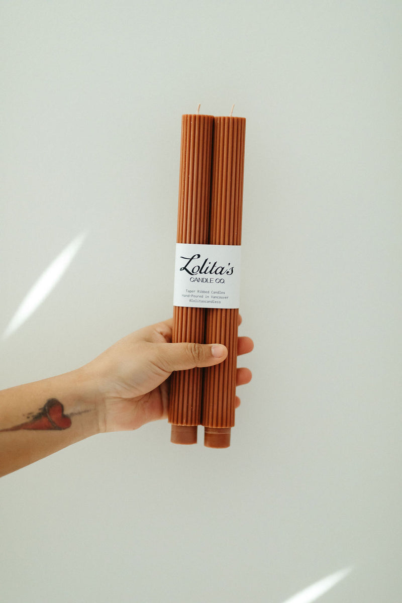 Ribbed Taper Unscented Candles