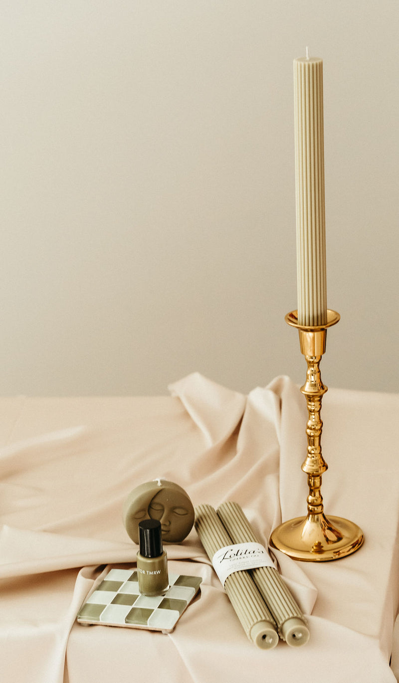 Ribbed Taper Unscented Candles