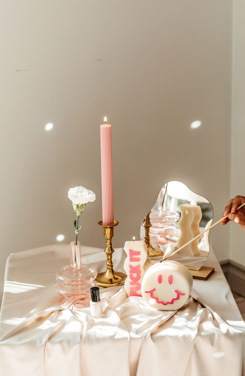 Ribbed Taper Unscented Candles