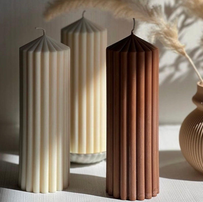 Ribbed Pillar Minimalist Candle