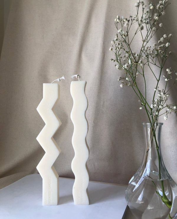 Zig Zag Pillar Decor Candle