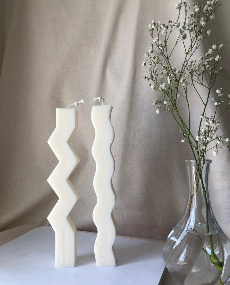 Zig Zag Pillar Decor Candle