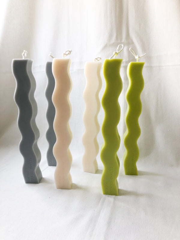 Wavy Pillar Decor Candle