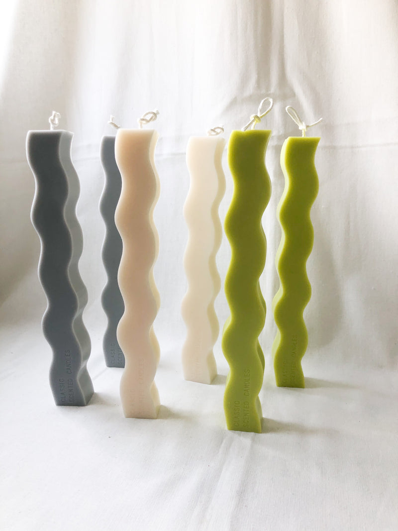 Wavy Pillar Decor Candle