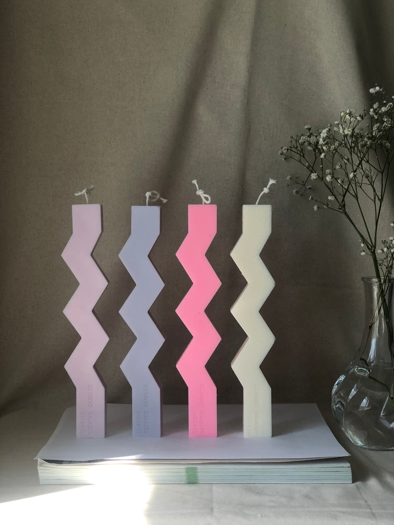 Zig Zag Pillar Decor Candle