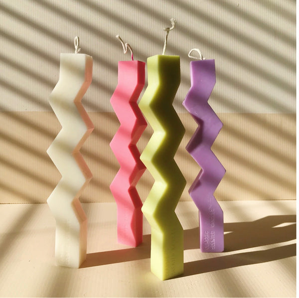 Zig Zag Pillar Decor Candle