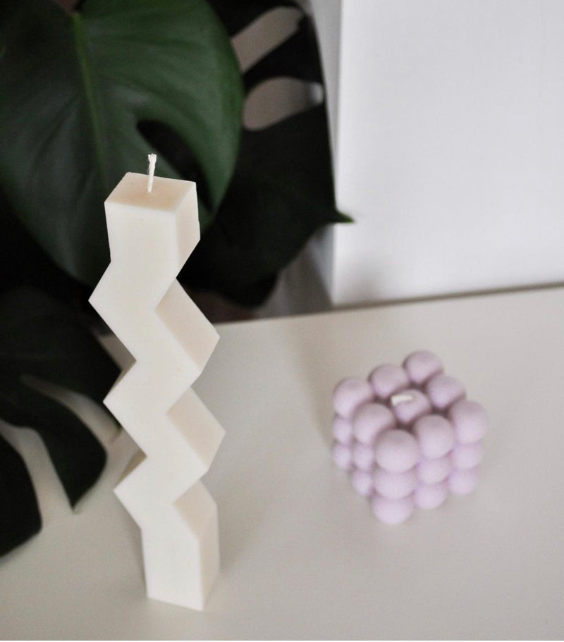 Zig Zag Pillar Decor Candle